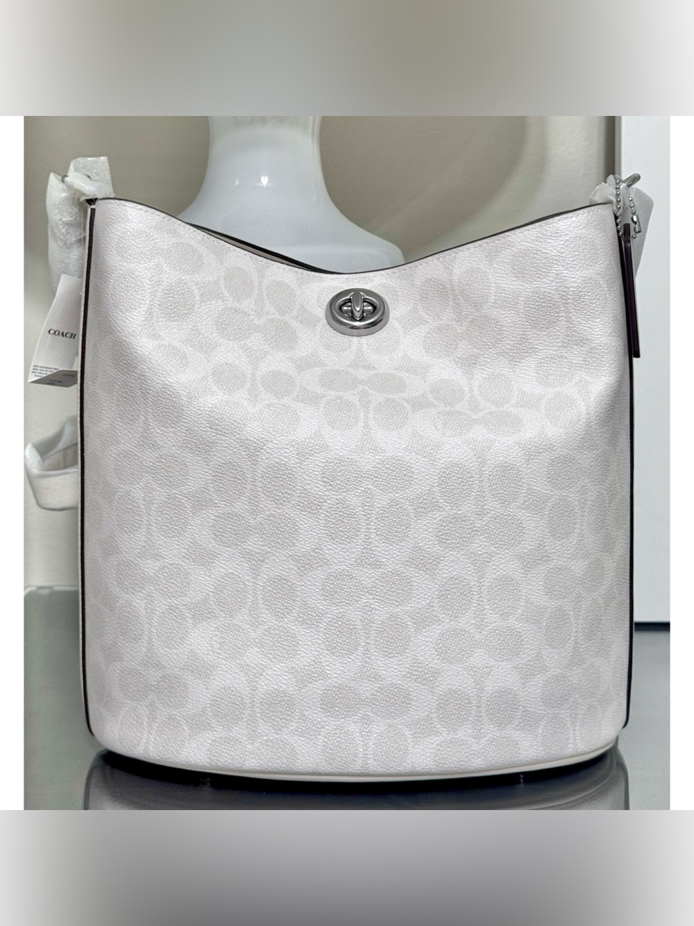 COACH Willow Soft Bucket Bag In Signature Canvas, WHITE CHALK